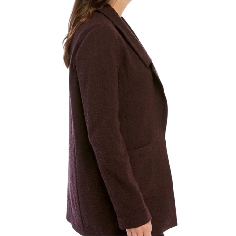 Eileen Fisher Cassis Crosshatch Tencel Open Front Notch Collar Plum Jacket 2X - Picture 4 of 14